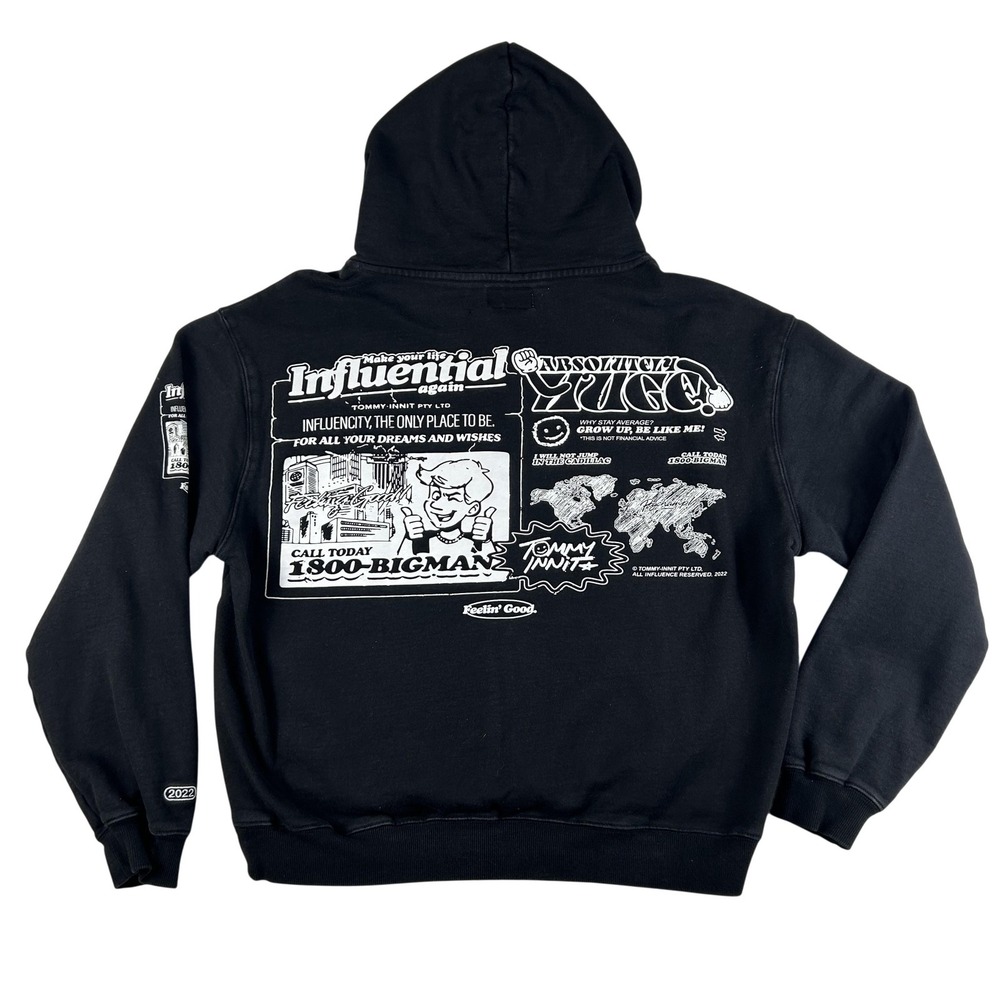 Tommy Innit Hoodie Mens Medium Influential 2022 Youtuber Graphic Fleece Pullover
